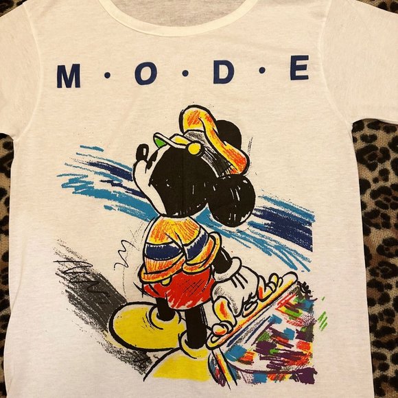 Vtg 1980s DISNEY CHARACTER FASHIONS MICKEY MOUSE MODE T-Shirt Medium Suitcase - Picture 2 of 10